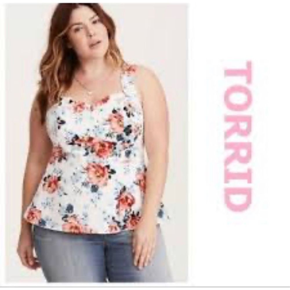 COPY - Torrid Women’s Tank Top Blouse Lined Floral Print Zipper V Neck